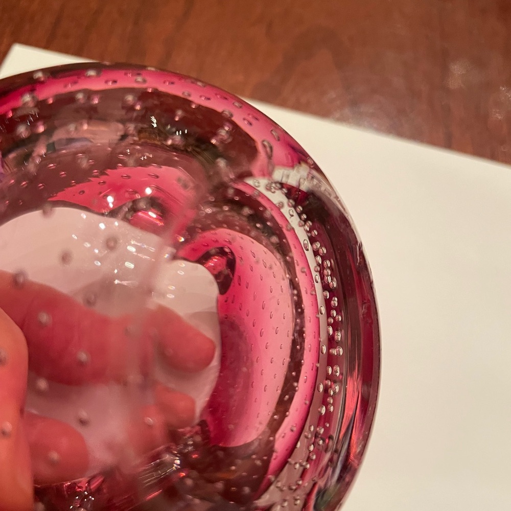 Murano Cranberry Red Bullicante Vintage Glass Ashtray - Picture 8 of 13